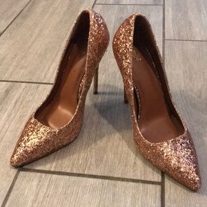 Rose gold glitter heels